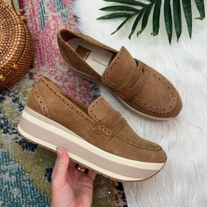 Dolce Vita Neutral Brown Leather Janine Platform Sneaker 8.5 - Picture 1 of 10