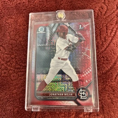 2022 Bowman Chrome 1st JONATHAN MEJIA Red Mojo Refractor /5 Rookie Cardinals - Image 1 of 4