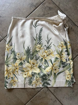 TOMMY BAHAMA De Colección Tropical Narcisos Floral Seda Envolvente Corbata Falda Talla Mediana Foto 1 de 4