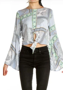 Altar'd State Women's Large Bohemian Fairy Bell Sleeve Festival Crop Top Blouse - Picture 1 of 11