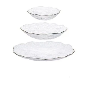 Borde dorado pintado a mano transparente plato occidental plato de frutas ensaladera cubiertos - Imagen 1 de 25