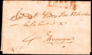 Ultramar - Perú - Prefilatelia - Lima PE 9 -Fechada en Cuzco 8/4/1836 a Arequipa - Picture 1 of 1