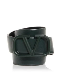 NEW W TAGS Valentino Garavani VLogo Plaque Leather Belt Size 90 / 36 OLIVE GREEN - Picture 1 of 4