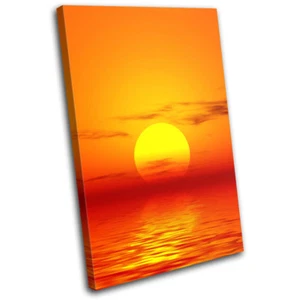 Abstract Orange Sunset Seascape SINGLE CANVAS WALL ART Picture Print - Picture 1 of 1