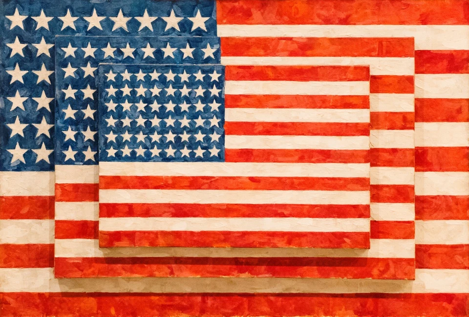 Jasper Johns: Three Flags 22x30 impresión de bellas artes de calidad de archivo Foto 1 de 1