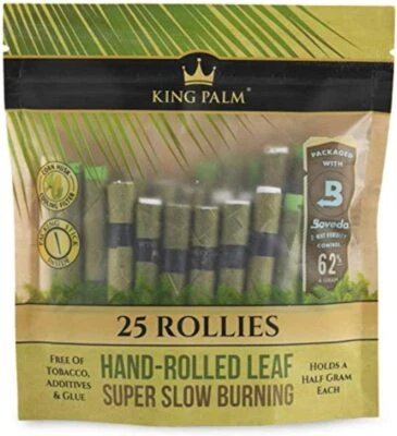 King Palm | Tamaño Rollie | Natural | Hojas de palma orgánicas prerolled | 25 rollos en total Foto 1 de 4