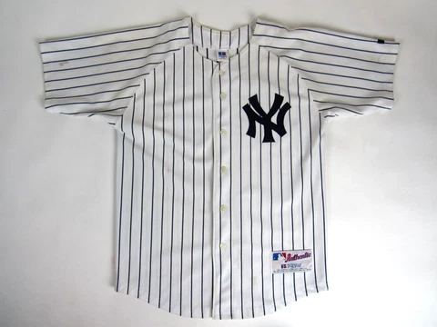 Vtg 90s Russell Jason Giambi  New York Yankees Jersey Youth Sz L Sewn Baseball Cover