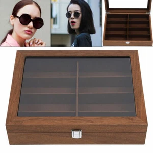 8/12 Fächer Brillenetui Sonnenbrille Holz Aufbewahrung Vitrine Organizer TOP - Bild 1 von 46