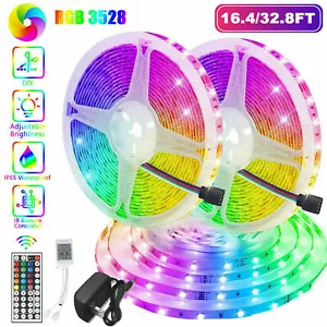 32FT Flexible 3528 RGB LED SMD Strip Light Remote Fairy Lights Room TV Party Bar - Picture 1 of 34