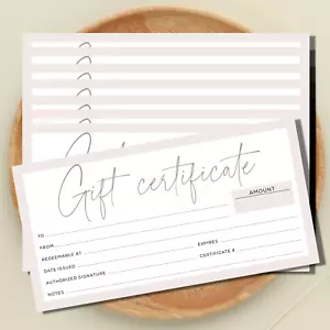 25 Blank Gift Certificates -Small Business Boho Light Pink Coupons Gift Voucher - Picture 1 of 10