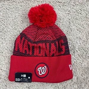Washington Nationals Beanie New Era Authentic Collection Red Pom Cuffed Knit Cap - Picture 1 of 5