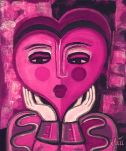 JACQUELINE DITT - Waiting for Love 1998 Gemälde Kunst Bilder Potrait Liebe Herz - Imagen 1 de 2