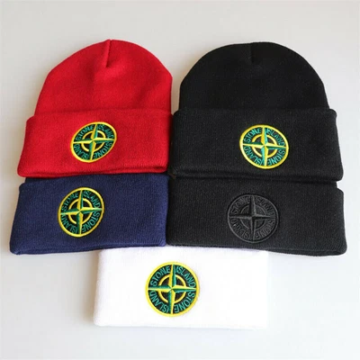 UK Knitted Mens Womens Stone Winter Warm Cap Cuffed Knit Stretch Beanie Hat NEW