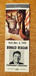 1970 Ronald Reagan per il governatore della California inutilizzato copertina libro di fiammiferi sciopero anteriore - Foto 1 di 1