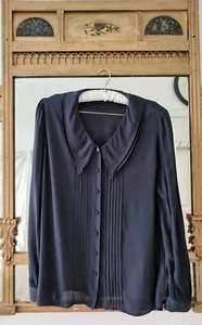 Mos Mosh Ink Blue "Aja" Blouse – Size L - Picture 1 of 3