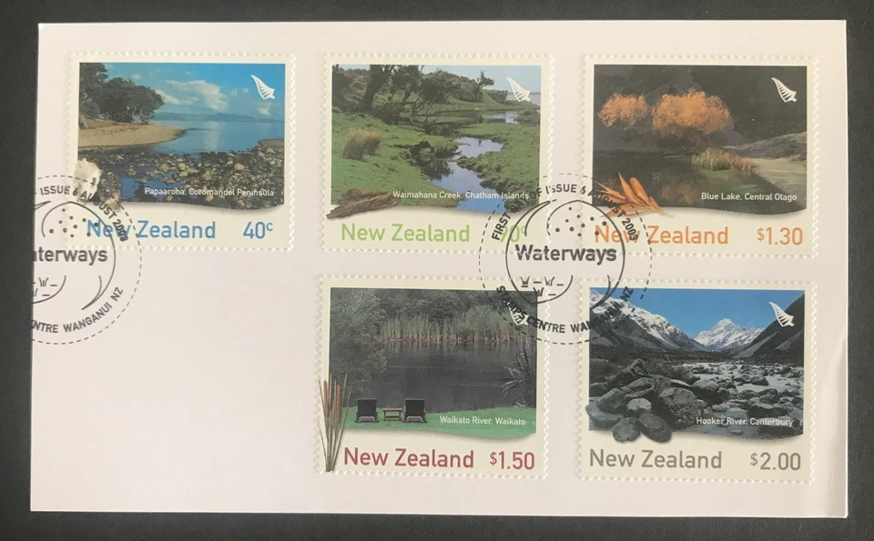 New Zealand 2003 "Scenic Waterways" complete set of 5 FDI Stamps - Image 1 of 1