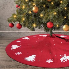 Indoor/outdoor Tree Skirt Red Snowflakes Christmas Practical High Quality