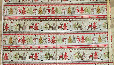 Holiday Stitches Sampler Santa Reindeer SPX Christmas Fabric 24" Panel  #24912 - Image 1 of 2