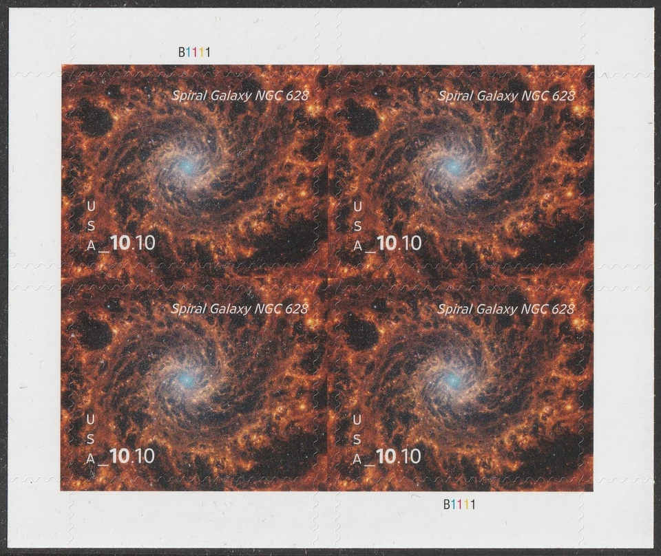 US 5954 Priority Mail Spiral Galaxy NGC 628 $10.10 sheet 4 MNH 2025  - Image 1 of 1