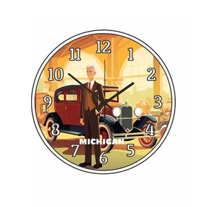 State Of Michigan Wanduhr Uhr Wandbehang Aquarell Kunst Retro - Bild 1 von 3