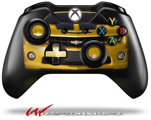 2010 Chevy Camaro Yellow - Black Stripes on Black Skin for XBOX One Controller - Picture 1 of 3