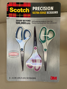 Scotch Precision Ultra Edge 8-Inch Scissors, 3 pack New Sealed in Original Pack
