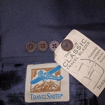 Blazer TravelSmith Masculino 40R Preto Terno Jaqueta Casaco Esportivo Entrevista Elegante Novo com etiquetas - Imagem 1 de 4