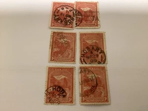 Tasmania 1d Red Mount Wellington Seven Seas 11,qty 6 Hobart cancel one T perf - Picture 1 of 3