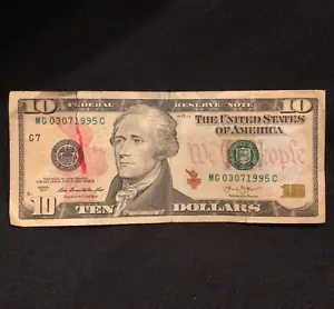 TRUE BIRTHDAY BILL SERIAL NUMBER $10 DOLLAR NOTE 03071995 March 7th 1995 (2013) - Picture 1 of 6
