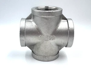 STAINLESS STEEL 4 WAY 1" NPT PIPE CROSS UNION HEAVY DUTY CAST CLASS 150 - Picture 1 of 3