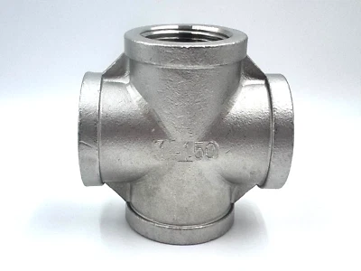 STAINLESS STEEL 4 WAY 1" NPT PIPE CROSS UNION  HEAVY DUTY CAST CLASS 150 - Image 1 of 3