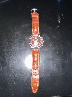 Swatch Irony Swiss Made Chrono V8 42MM Brown Leather 8.5" Watch SR936SW - Image 1 of 4