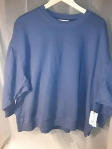 New Terra & Sky Puff Sleeve Sweatshirt Women's 3X 24W 26W Plus Size Blue Fashion - Picture 1 of 8