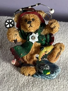 Christmas ornament teddy bear fishing rod & fish on line MAX7855 - Picture 1 of 7