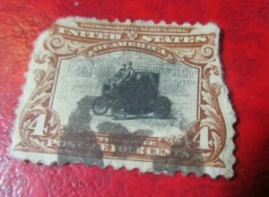 1901 4c Stamp 1st w/Auto on Stamp - Used J802 - Imagen 1 de 1