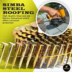7200Pcs, 15 Degree, 1-1/4" × 0.12" Coil Roofing Nail, Galvanized, SimbaSteel - Picture 1 of 8