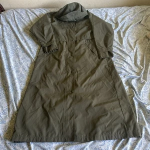 Vtg L.L. Bean Trench Rain Coat Womens Sz Small Olive Green Hooded - Picture 1 of 7