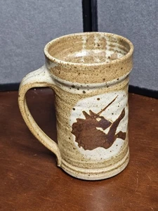 1981 Minnesota Renaissance Festival Stoneware Tankard Stenciled Unicorn Design - Picture 1 of 6