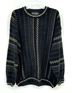 Suéter vintage años 90 BARACUTA BY TUNDRA cuello redondo estampado chenilla estilo coogi L - Imagen 1 de 6