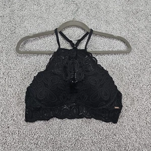 Victoria's Secret PINK size S  Lace High-Neck Push Up Bralette BLACK Bra NWOT - Picture 1 of 3