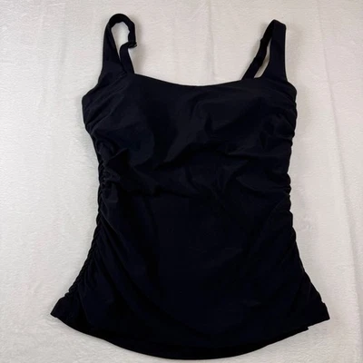 Tankini de natación Athleta negro acanalado cuello cuadrado 36D/DD Foto 1 de 4
