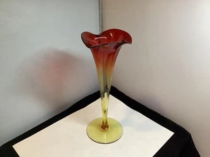 Jarrón antiguo de tulipán New England Glass Company ☼ Amberina de 9 pulgadas como se encuentra - Imagen 1 de 8