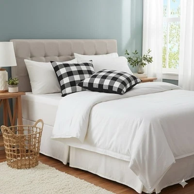 Elegantes fundas de almohada a cuadros de búfalo blanco y negro de 4 piezas 18"x18". Foto 1 de 4