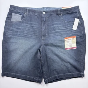 Faded Glory Damen Plus 26W Bermuda Jeansshorts dunkle Waschung Stretch neu mit Etikett - Bild 1 von 11