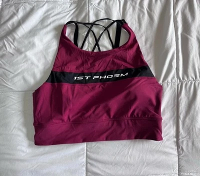 Sujetador sin mangas 1st Phorm XL para mujer acolchado entrenamiento básico recortado rojo negro usado en excelente estado Foto 1 de 4
