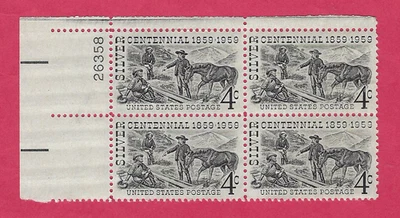 US  SCOTT  #1130  SILVER CENTENNIAL  4¢ MINT NH  PLATE BLOCK OF 4   1959  26358 - Image 1 of 2