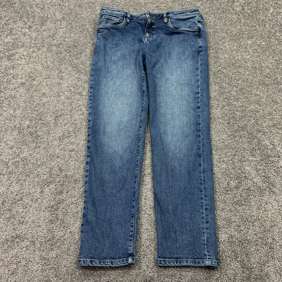 Orvis 牛仔女式 12 蓝色中腰男友中号水洗牛仔休闲工作城市 — 第 1/4 张图片