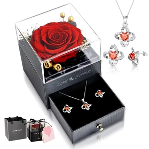 Eternal Rose Jewelry Set with Necklace and Earrings for Women and Moms - Picture 1 of 12