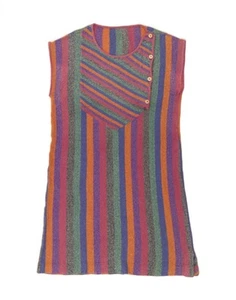 VINTAGE Womens Jumper Dress UK 14 Medium Multicoloured Striped AY06 - Picture 1 of 2