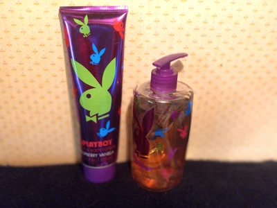 PLAYBOY~RASPBERRY VANILLA~2 PC SET~BODY WASH & HAND & BODY LOTION~VINTAGE~RARE - Image 1 of 4